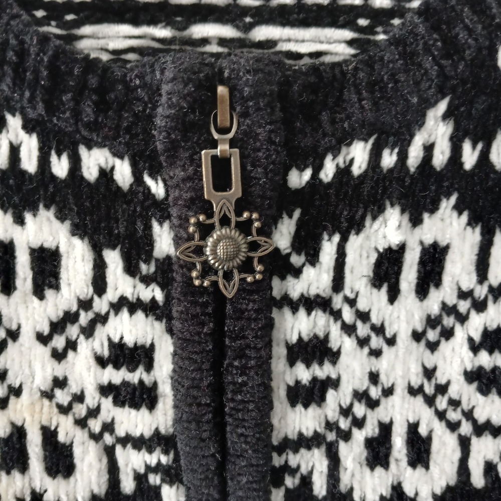 Alfred Dunner Vintage Size Large Knit Full Zip Sweater Snowflakes Embroidered - Picture 10 of 14